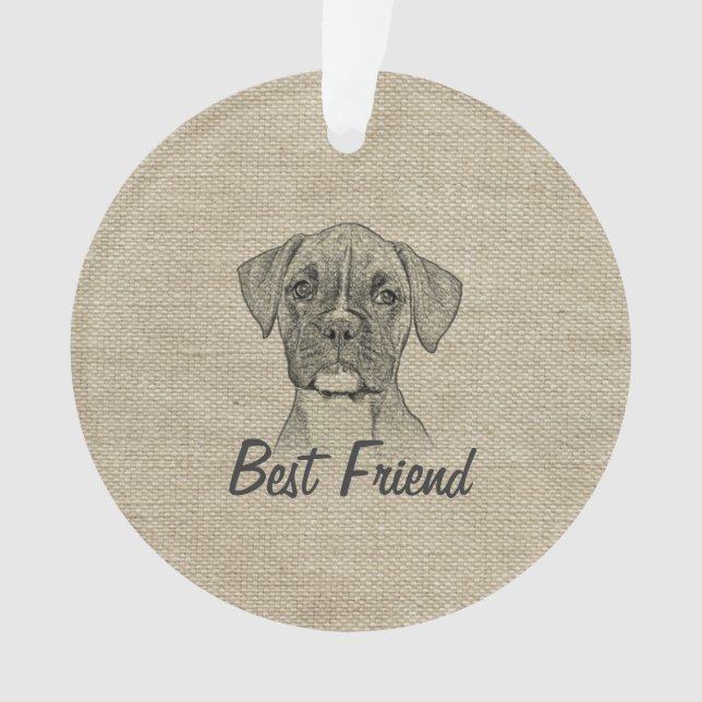 Awesome  adorable funny trendy boxer puppy dog ornament (Front)