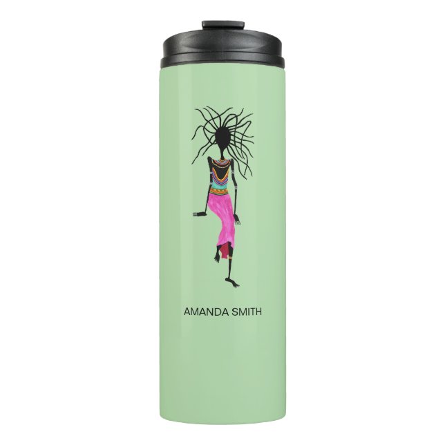 Awesome African Art,  Woman Warrior Thermal Tumbler (Front)