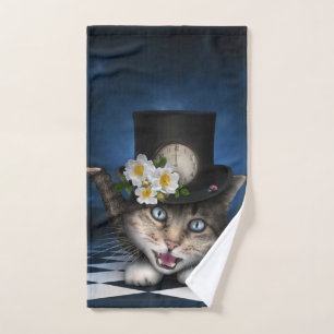 Awesome Alice in Wonderland Teacup Cat Hand Towel