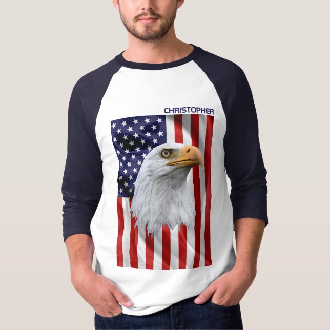 Awesome American Eagle, The USA Flag, Patriotic T-Shirt (Front)