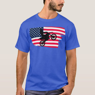 Awesome American flag Dirt bikeMotocross design  T-Shirt