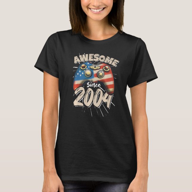 Awesome American Gamer since 2004 Boys Girls USA G T-Shirt (Front)