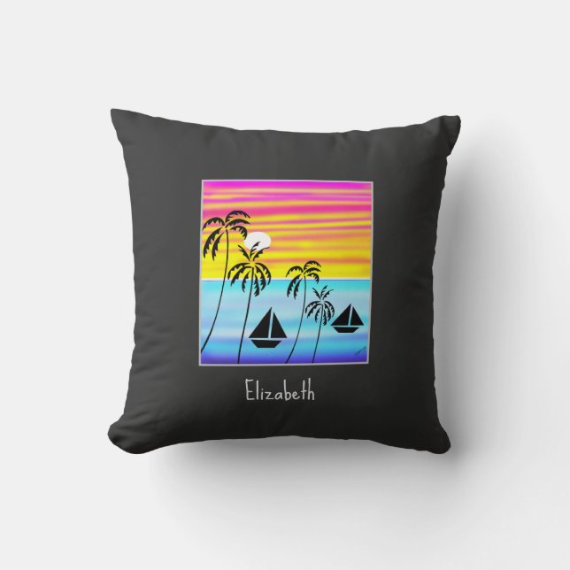 Awesome and Cute Tropical Sailing Cushion (Front)