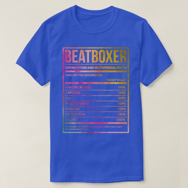 Awesome And Funny Nutrition Label Beatbox Beatboxi T-Shirt (Design Front)