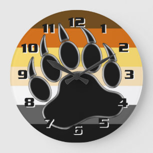 Awesome and Very Cool Bear Pride Flag Bear Paw Large Clock