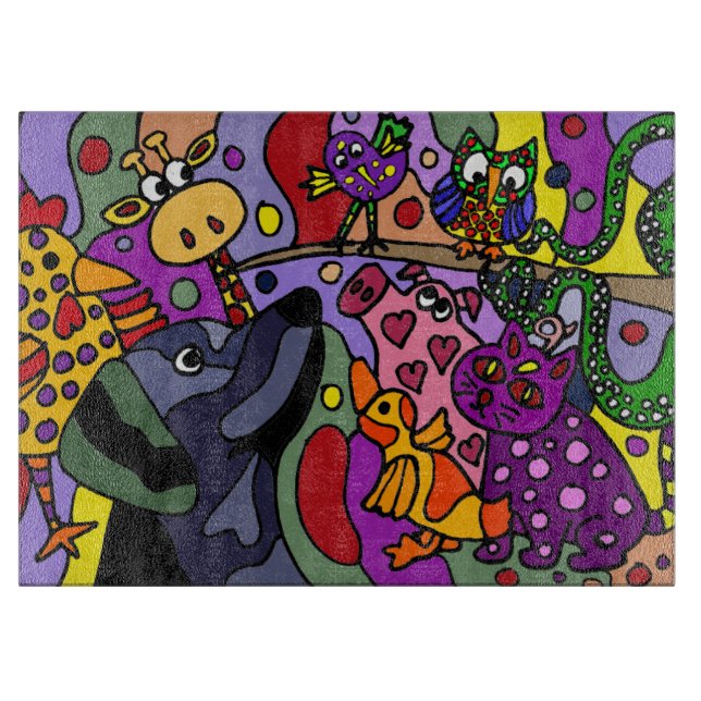 Awesome Animals Abstract Art Cutting Board (Front)