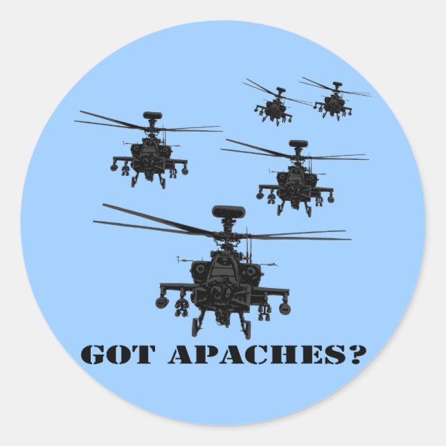 Awesome Apache helicopter Classic Round Sticker (Front)