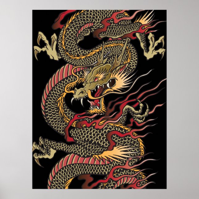 Awesome asian dragon poster (Front)