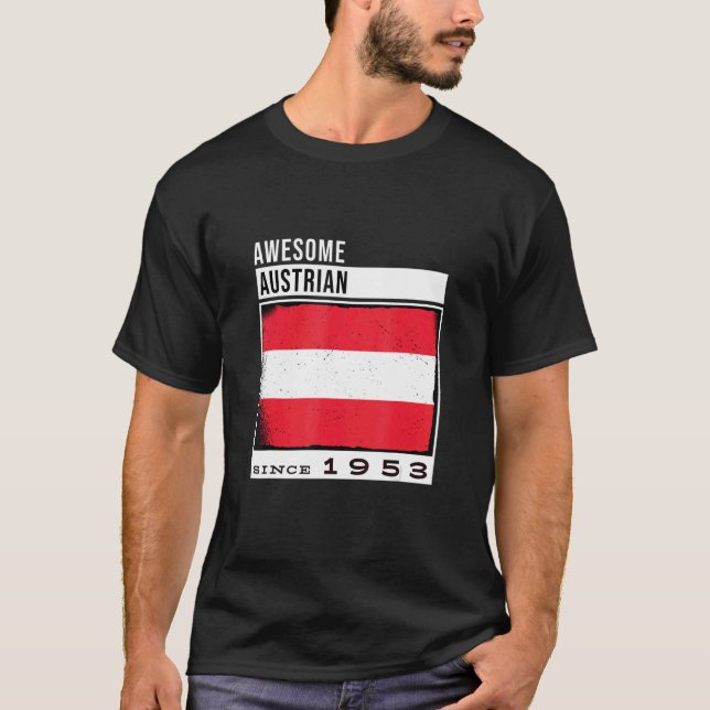 Awesome Austrian Since 1953  Austrian 69th Birthda T-Shirt (Front)