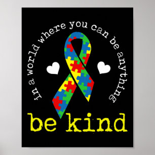 Awesome Autism Awareness Colourful Ribbon Puzzle P Poster