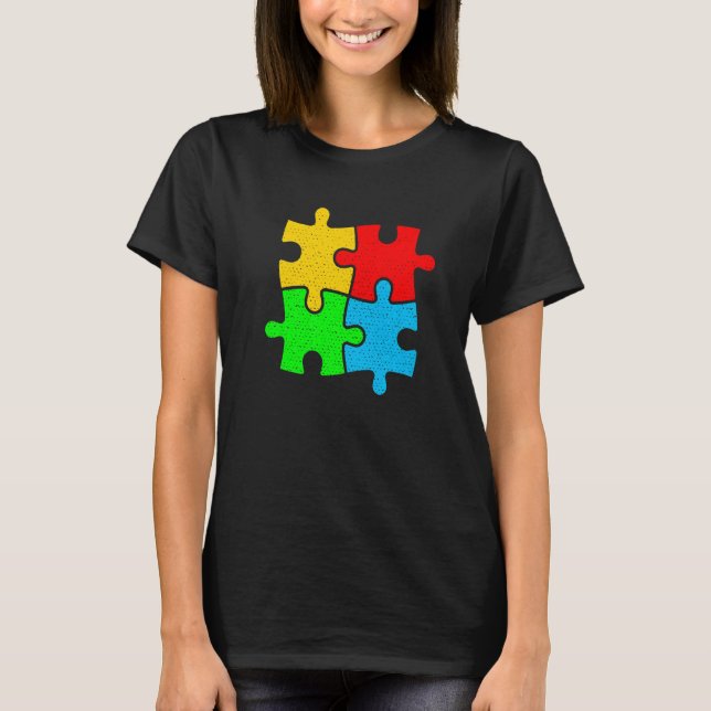 Awesome Autism Puzzle Autism Awareness Love Suppor T-Shirt (Front)