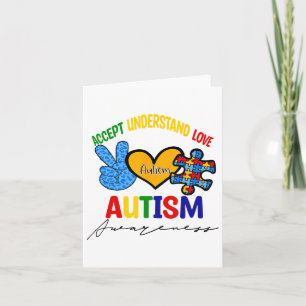 Awesome Autism Support Peace Love Accept Autism Aw Card