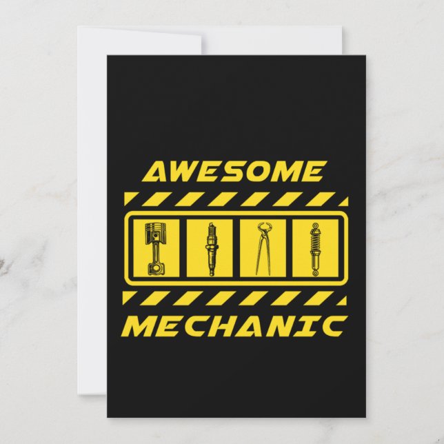 Awesome Auto Mechanic Workshop Wrench Garage Gift Invitation (Front)
