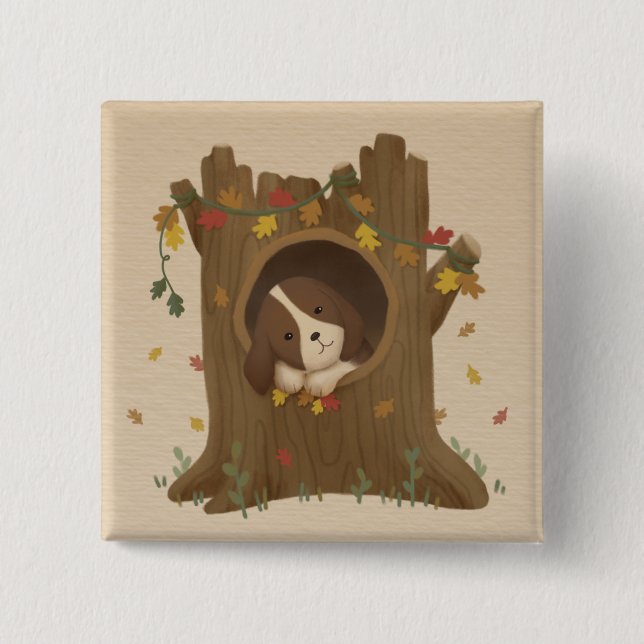 Awesome Autumn: Beagle 15 Cm Square Badge (Front)