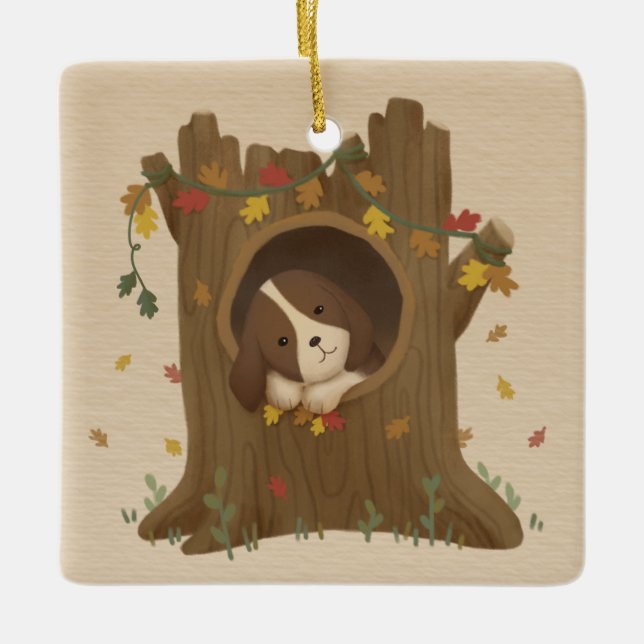 Awesome Autumn: Beagle Ceramic Ornament (Front)