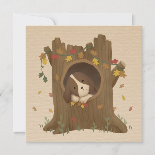 Awesome Autumn: Beagle Thank You Card (Front)