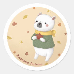 Awesome Autumn Illustration Art Classic Round Sticker