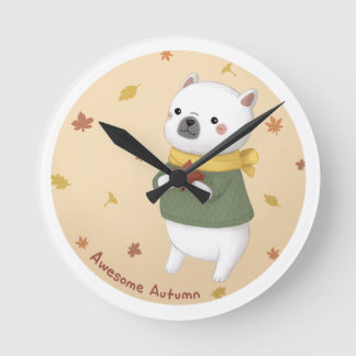 Awesome Autumn Illustration Art Round Clock