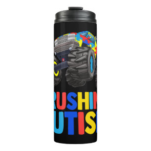 Awesome awareness Monster Truck Crushing Austim Sh Thermal Tumbler