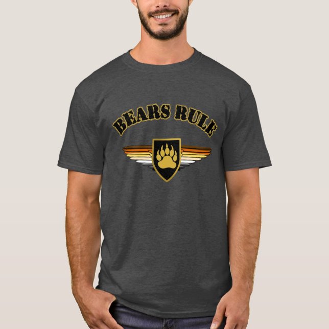 Awesome Bears Rule Bear Pride Flag Wings Bear Paw T-Shirt (Front)