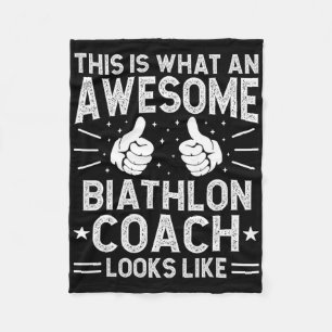 Awesome Biathlon Coach Funny Biathlon Coach Humour Fleece Blanket
