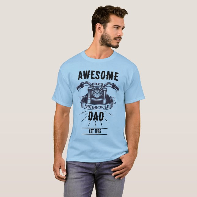 Awesome Biker Dad Gift T-Shirt (Front Full)