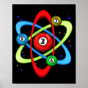Awesome Billiards Ball Atom Science Pool Player Sc Poster