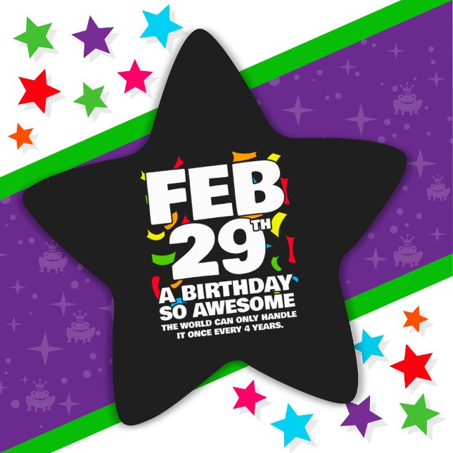Awesome Birthday 2024 Leap Day Leap Year Feb 29th Star Sticker (Creator Uploaded)
