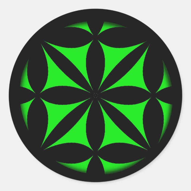 Awesome Black and Green Modern / Retro Print  Classic Round Sticker (Front)