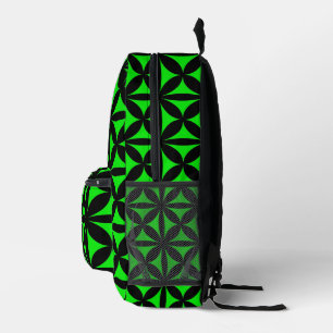 Awesome Black and Green Modern / Retro Print Printed Backpack