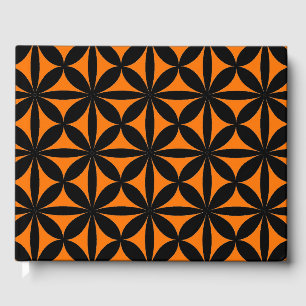 Awesome Black and Orange Modern / Retro Print  Guest Book
