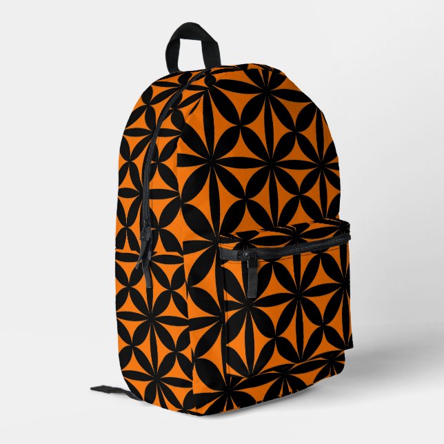 Awesome Black and Orange Modern / Retro Print  Printed Backpack (Back Corner Left)