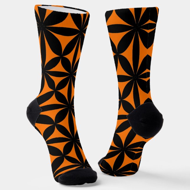 Awesome Black and Orange Modern / Retro Print  Socks (Angled)