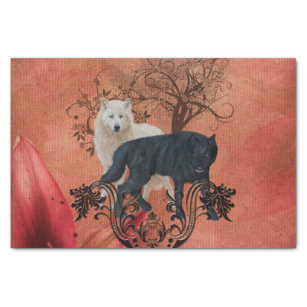 Awesome black and white wolf tissue paper