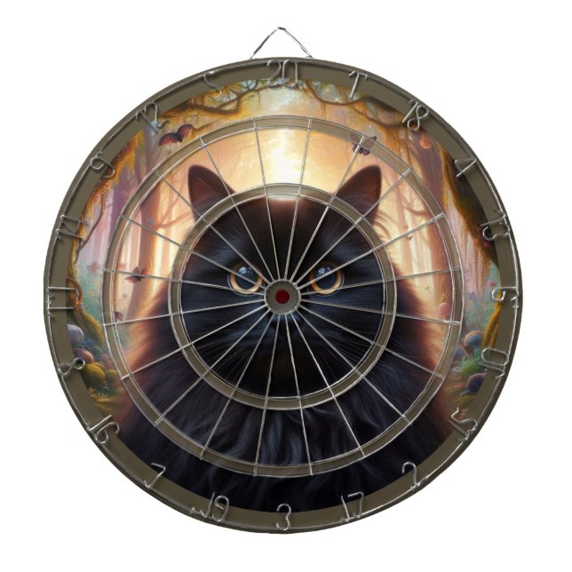 Awesome Black Cat is Watching You Regulation Dartboard (Front)