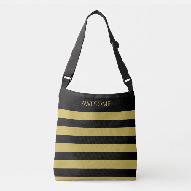 Awesome black & golden striped crossbody bag (Front)