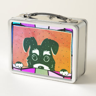 Awesome Black Miniature Schnauzer Puppy Metal Lunch Box