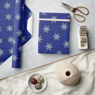 Awesome Blue Christmas Snowflake Wrapping paper