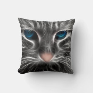 Awesome Blue Eyed Cat Face Cushion