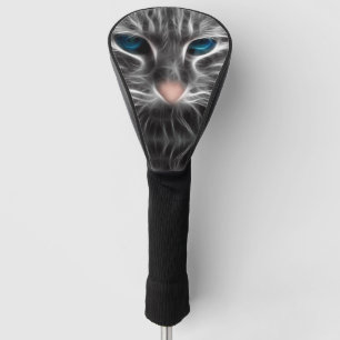 Awesome Blue Eyed Cat Face Golf Head Cover