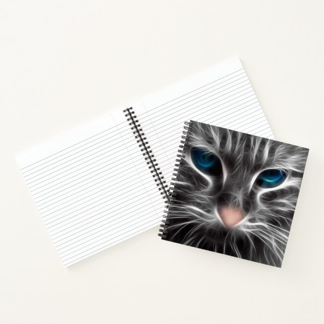 Awesome Blue Eyed Cat Face Notebook (Inside)