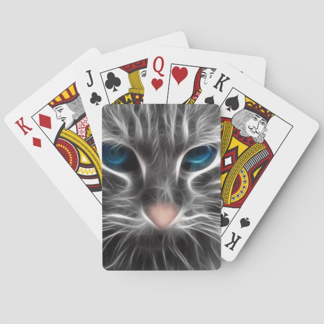 Awesome Blue Eyed Cat Face Playing Cards (Back)