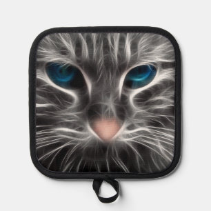 Awesome Blue Eyed Cat Face Pot Holder