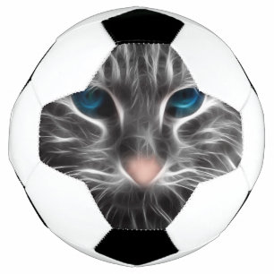 Awesome Blue Eyed Cat Face Soccer Ball