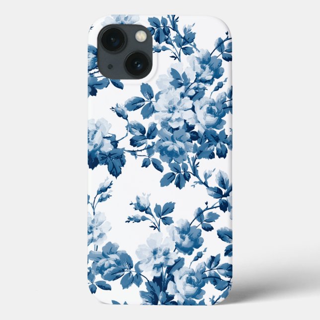 Awesome Blue Floral Pattern Case-Mate iPhone Case (Back)