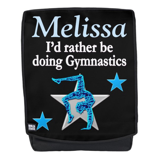 AWESOME BLUE PERSONALIZED GYMNAST BACK PACK (Front)