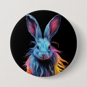 Awesome Blue Rabbit on Fire 7.5 Cm Round Badge