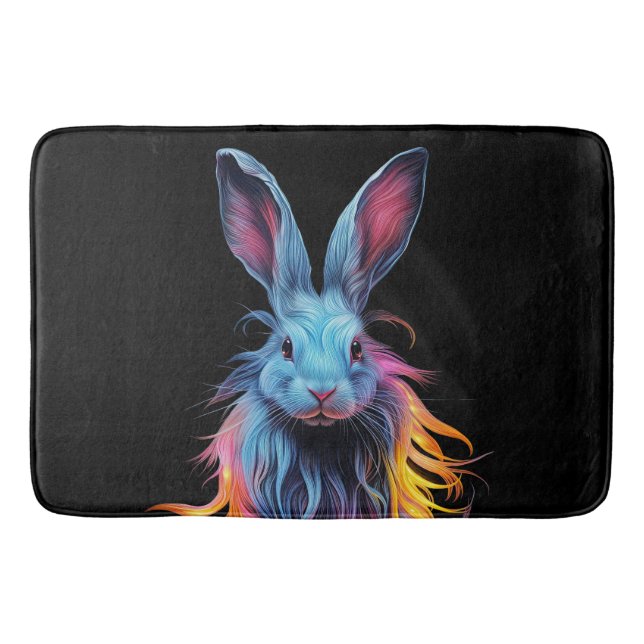 Awesome Blue Rabbit on Fire  Bath Mat (Front)