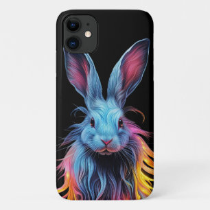 Awesome Blue Rabbit on Fire  iPhone 11 Case