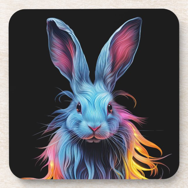 Awesome Blue Rabbit on Fire  Coaster (Front)